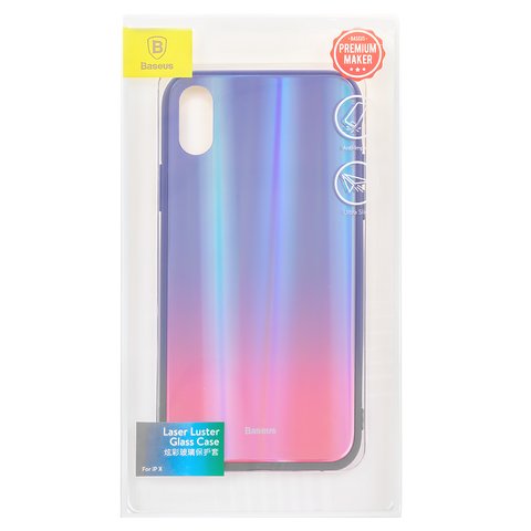 Чохол Baseus для iPhone X, червоний, синій, з переливом, скло, силікон, #WIAPIPHX-XC39 Прев'ю 1
