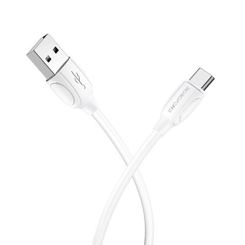 USB кабель Borofone BX19, USB тип-C, USB тип-A, 100 см, 3 A, белый, #6931474701800 Превью 1