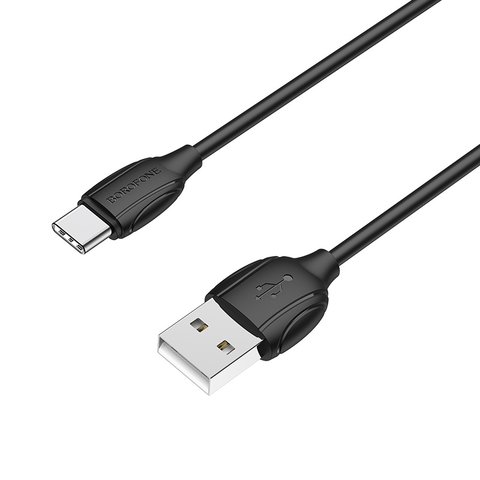 USB кабель Borofone BX19, USB тип-C, USB тип-A, 100 см, 3 A, черный, #6931474701794 Превью 2