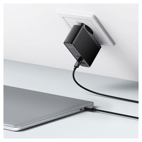 Mains Charger Baseus GaN5 Pro, (140 W, Quick Charge, black, with cable USB type C to USB type C, 3 outputs) #CCGP100201 Preview 2
