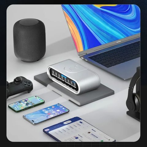 Adaptador de red Mechanic E-Power Max, 240 W, Power Delivery (PD), con cargador inalámbrico, 8 puertos Vista previa  3