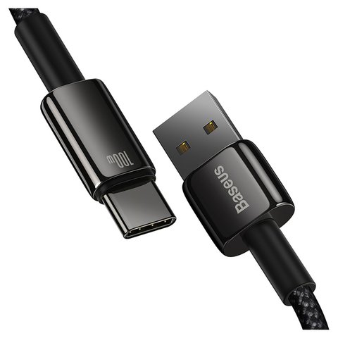 USB кабель Baseus Tungsten Gold, USB тип-C, USB тип-A, 100 см, 100 Вт, черный, в нейлоновой оплетке, #CAWJ000001 Превью 4
