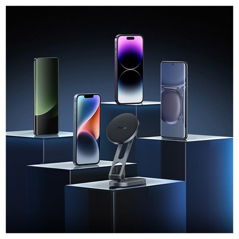 Держатель Baseus T-Space Folding Magnetic, магнитный, клейкая основа, серебристый, #C40151300S11-00 Превью 2