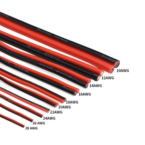 Провід в силіконовій ізоляції 2x14AWG, 2 мм², 1 м, чорний, червоний, UL3135 Прев'ю 1