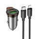 Автомобільний зарядний пристрій Hoco NZ16A, чорне, Power Delivery (PD), з кабелем USB тип-C до Lightning для Apple, 43 Вт, 2 порта, 12-24 B, #6942007644754 Прев'ю 3