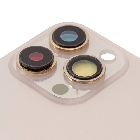 Задняя панель корпуса для iPhone 13 Pro, золотистая, со стеклом камеры, Gold, small hole Превью 1