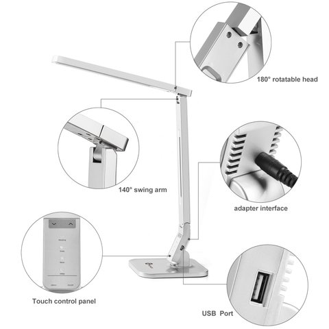 Настільна безтіньова лампа TaoTronics TT-DL07, срібляста, EU Прев'ю 5