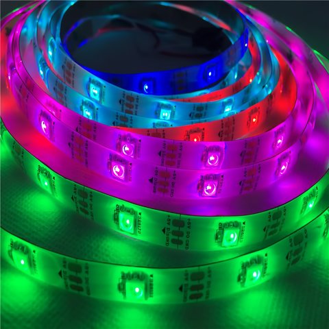 Світлодіодна стрічка RGB SMD5050, WS2812B (біла, з управлінням, IP65, 5 В, 30 діодів/м, 5 м) Прев'ю 2