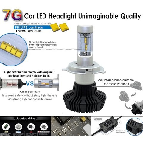 Juego de luces LED principales para coche UP-7HL-H16W-4000Lm (H16, 4000 lm, luz blanca fría) Vista previa  2